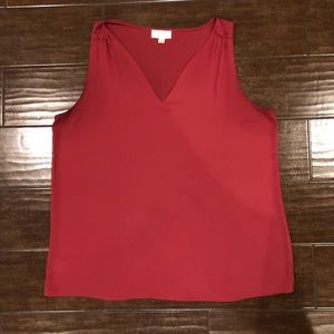 LOFT Outlet | Raspberry Tank with Ruffle Detail